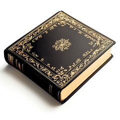 Fototapeta premium Ornate Black Book with Gilded Floral Design