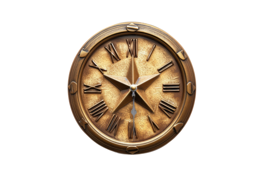 Vintage Clock with Roman Numerals and Star