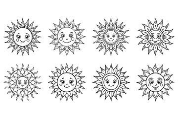 Charming and whimsical sun doodle, perfect for adding a touch of sunshine to any design. Isolated vector illustration.