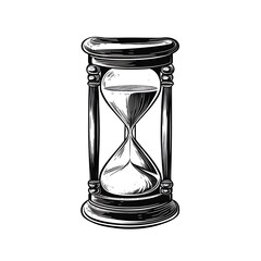 Hand-Drawn Black and White Illustration of an Hourglass