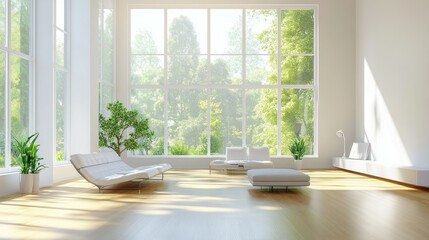 Modern Living Room with Large Windows and Natural Light