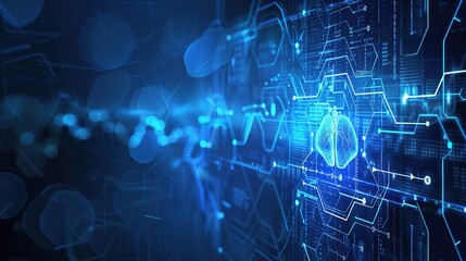 Obraz premium Stunning Blue Medical Technology Background: A Modern and Innovative Visual Showcase. Demonstrating the Advancements in Healthcare Technology.