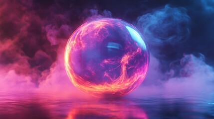 Neon Glow Sphere Abstract Background