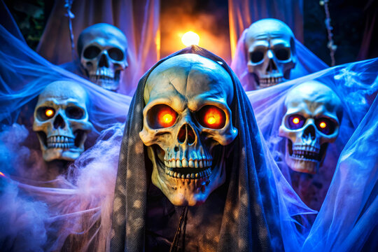 Spooky Skulls Glowing In The Dark For Halloween