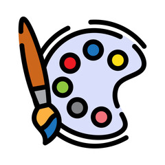 Colored outline color palette icon logo vector illustration design, for education theme design