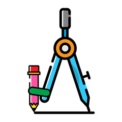 Colored outline geometry compass icon logo vector illustration design, for education theme design