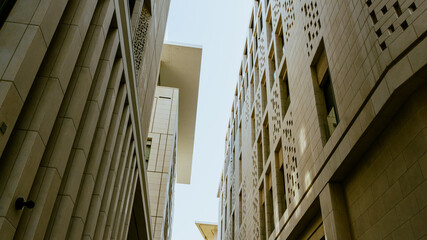 Obraz premium Cityscape office buildings with modern corporate architecture - business and success concept