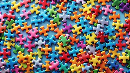 Colorful jigsaw puzzle pieces in various shades, jigsaw puzzle, colorful, pieces, assorted, different, hues, shades, variety