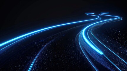 Fototapeta premium Abstract Blue Glowing Lines on a Black Background