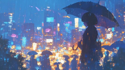雨の夜の都会の街並み7