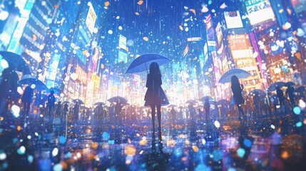 雨の夜の都会の街並み15