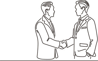 握手をするビジネスマン　ビジネス　人物　線画　手描き　シンプル　イラスト