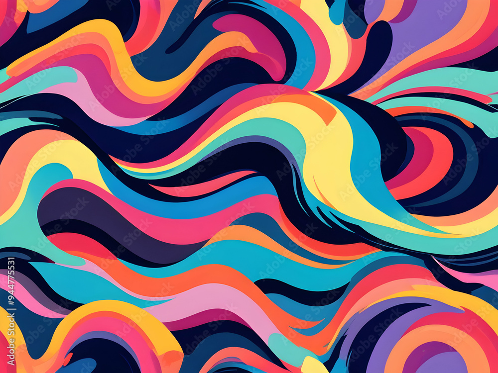 Wall mural abstract pattern with waves,ai generated