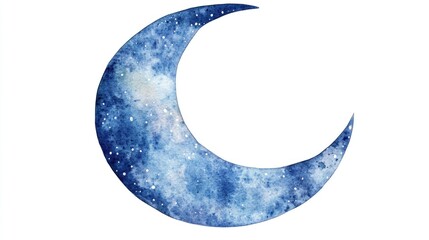 Watercolor illustration of an elegant decorative moon for a festive background
