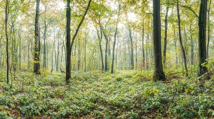 Deer in a Foggy Autumn Forest