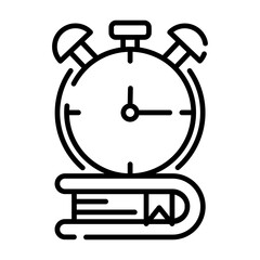 Line art study time icon logo vector illustration design, for education theme design