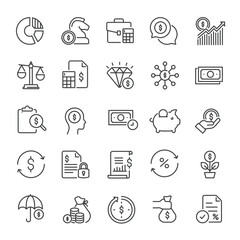 Invesment line icons collection. Editable stroke. For website marketing design, logo, app, template, ui, etc. Vector illustration.