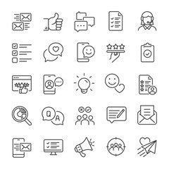 Feedback, testimonial, customer thin line icons collection. Editable stroke. For website marketing design, logo, app, template, ui, etc. Vector illustration.