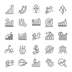 Growth line icons collection. Editable stroke. For website marketing design, logo, app, template, ui, etc. Vector illustration.