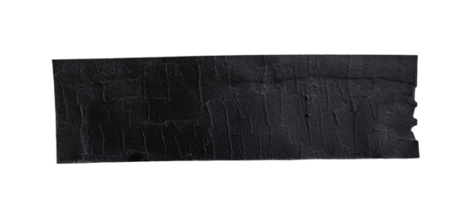 Piece of black adhesive tape isolated on transparent background
