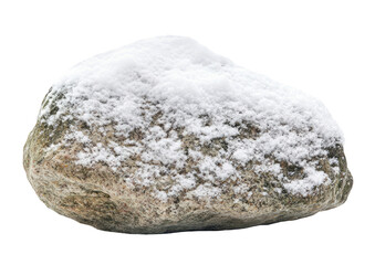 Stone covered with snow isolated on transparent background