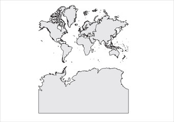 Continents With Antarctica Map Quick Silver Color Background white Made with Adobe Illustrator