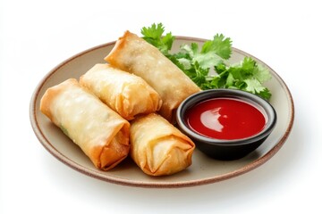 Deep-Fried Spring Rolls with Sweet and Sour Sauce