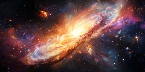 Obraz premium A galaxy viewed through a space telescope, with vibrant details of its spiral arms, star clusters, and glowing nebulas