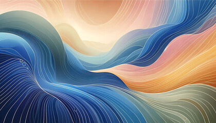 Flowing abstract blue wave with light texture and colorful motion