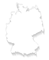 white outline map of Germany simplified with ground-shadow, isolated