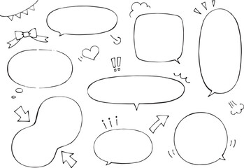 Fototapeta premium 手描きの丸い吹きだしセット