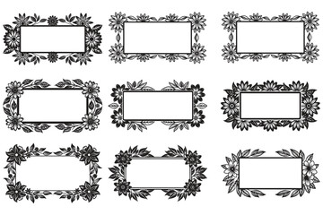 This collection of vintage-inspired floral frames, featuring ornate borders and round shapes, is perfect for adding elegance to designs and providing a decorative element.