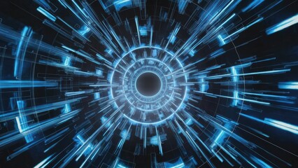 High-Speed Technology Concept with Panoramic Blue Light Abstract Background