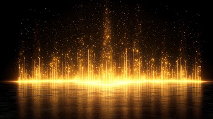 An abstract representation of market candlesticks in gold, displayed on a dark, sleek grid, highlighting the elegance and complexity of trading