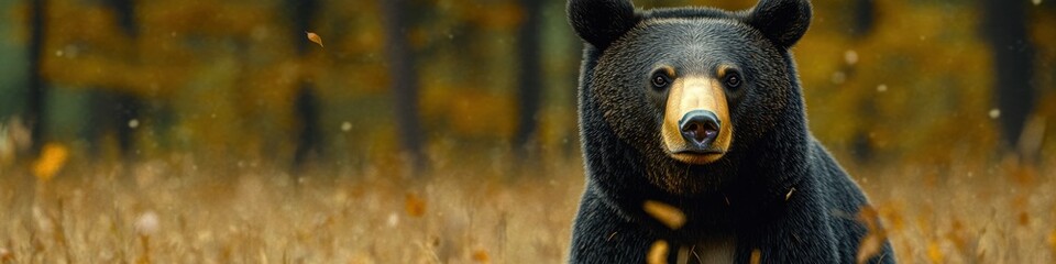 Stunning Close-Up of American Black Bear in Autumn Forest Captures the Essence of Wildlife and Natural Beauty in the Wilderness