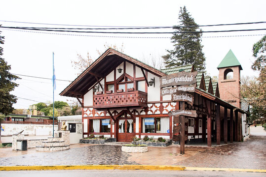 Exterior view of the town hall of Villa General Belgrano, Cordoba, Argentina