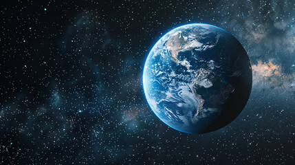 Obraz premium Spectacular View Of Planet Earth From Outer Space. Captures the vastness and beauty of the universe with detailed starry background.