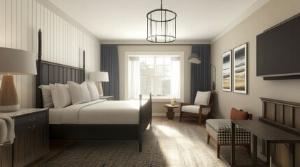 The hotel rooms are simply and relaxingly decorated with a vintage theme.