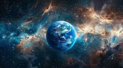 Obraz premium Majestic Earth Surrounded by Cosmic Wonders in Deep Space