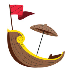 boat with umbrella for onam festival