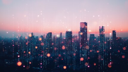 Fototapeta premium Artificial Intelligence Enhancing Digitalization in Urban Development, Streamlining Paperwork, Optimizing Transportation Systems, and Making Cities Smarter with Advanced Technology Solutions.