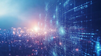 Obraz premium Artificial Intelligence Enhancing Digitalization in Urban Development, Streamlining Paperwork, Optimizing Transportation Systems, and Making Cities Smarter with Advanced Technology Solutions.