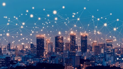 Fototapeta premium Artificial Intelligence Enhancing Digitalization in Urban Development, Streamlining Paperwork, Optimizing Transportation Systems, and Making Cities Smarter with Advanced Technology Solutions.