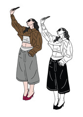 A woman uses her phone to take a selfie.
