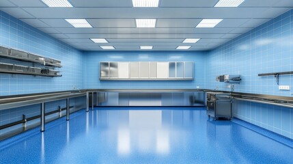 Central sterile supply, sterile instruments, under bright, clean light