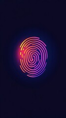 Digital fingerprint, geometric patterns, glowing lines, dark background