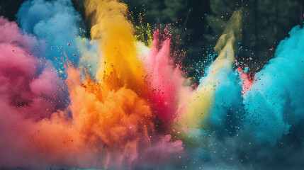 Fototapeta premium Vibrant Colorful Smoke and Dust Background - Abstract and Dynamic Visual Effect