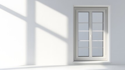 Fototapeta premium 44. **A contemporary casement window with a slim handle, isolated on a pristine white background.