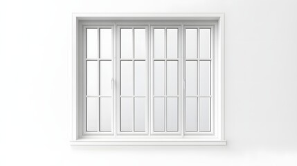 Obraz premium 45. **A stylish French window with divided panes and a white frame, displayed on a pristine white background.