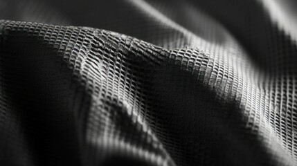 Close-up of a Black Fabric with a Textured Pattern